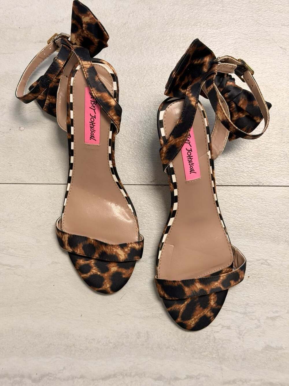 Betsey Johnson Neely Leopard Print Bow Wedge Heels